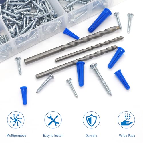 Busy-Corner BLUE ANCHOR Conical Concrete Wall Anchors And Screws Assortment Kit thumb #3