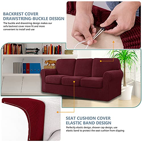 Housse de canapé extensible 7 pièces avec dossiers séparés