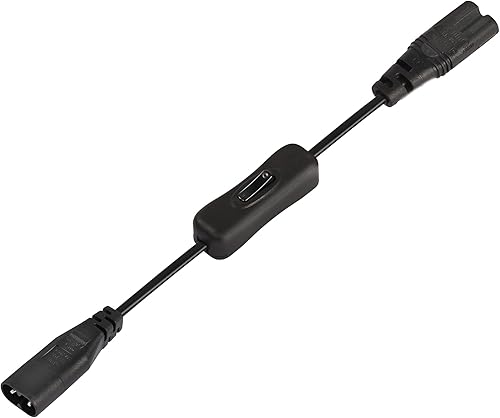 GINTOOYUN Cable de alimentación IEC 320 C8 a C7 con interruptor, 1 pie, 8 figuras, C8 macho a C7, adaptador de fuente de alimentación de 250 V 2.5