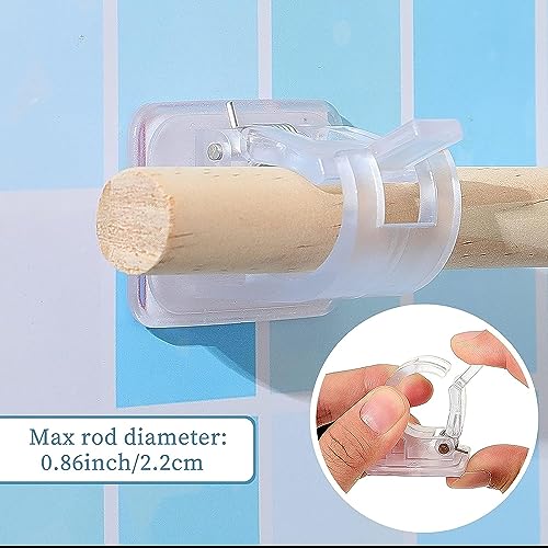 QXORE Plastic No Drill Curtain Rod Brackets No Drilling Self Adhesive Curtain Rod Holder Hooks Nail Free Adjustable Curtain Rod Hooks Curtain Hangers For Bathroom Kitchen Home Bathroom&Hotel, Silver 7 51gEWcIdKyL