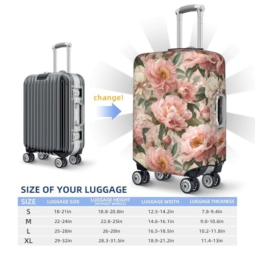 Pastel Pink Peonies Elastic Travel Luggage Covers Dustproof Scratch-Resistant Suitcase Protector Fit 22-24 Inch4