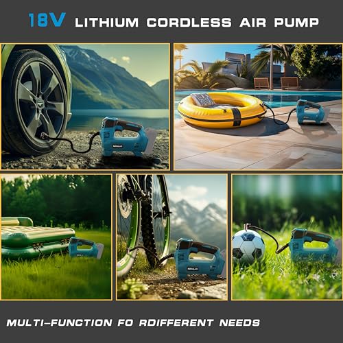 Image of Nichilas Tire Inflator Portable Air Compressor, Auto Tire Pump with Digital Pressure Gauge 150PSI for Car, Truck, Bikes, Ball，Compatiable with MAKITA 18V Batteries (NO BATTERY)