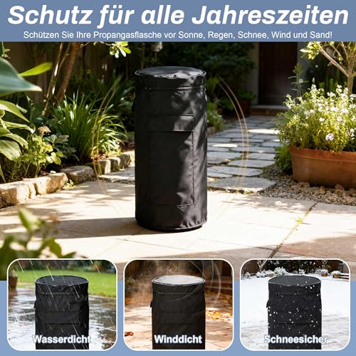 ohbien Abdeckhaube für Gasflasche Gasflaschenhülle 11 kg, 33x66cm 600D Wasserdicht Winddicht Oxford mit Aufbewahrungstasche für Outdoor-Camping, Kochen, Reisen, Picknick