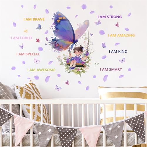Vinilo Decorativo Mariposa Morada para Pared 40x60 cm miniatura 2