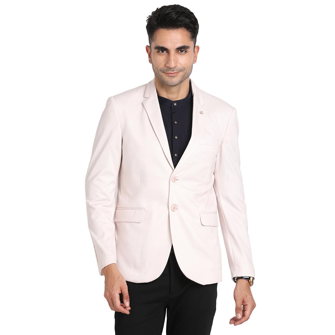 turtle Men Knitted Terry Rayon Notch Lapel Collar Grey Single Breasted Casual Blazer-picture-34