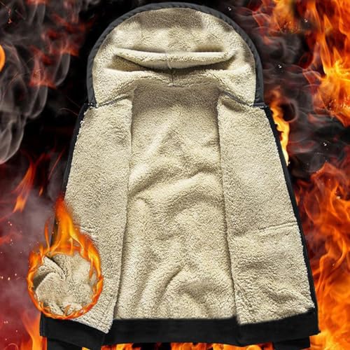 Mens Winter Coats Lined Sherpa Soft Heavyweight Hoodie Thermal Thicken Zip Up Windproof Coat Winter Warm Outerwear4