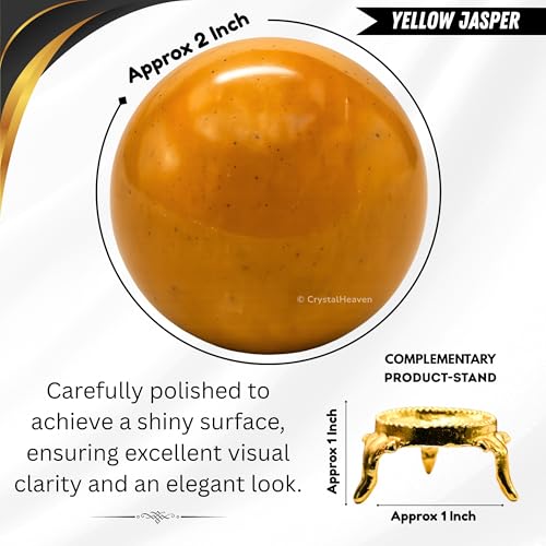 Image of Certified Yellow Jasper Crystal Ball for Meditation - Premium Crystal Vastu Items for Home and Feng Shui Items for Good Luck - Ideal for Pooja Supplies and Spiritual Practices (2 inch Inch)
