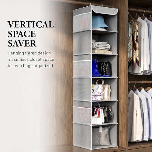 Simple Houseware 6 Shelf Hanging Closet Organizer, Grey by Simple Houseware - Used condition - Image 7