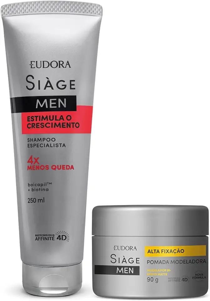 Combo Siàge Men: Pomada Modeladora 90g + Shampoo Estimula O Crescimento 250ml