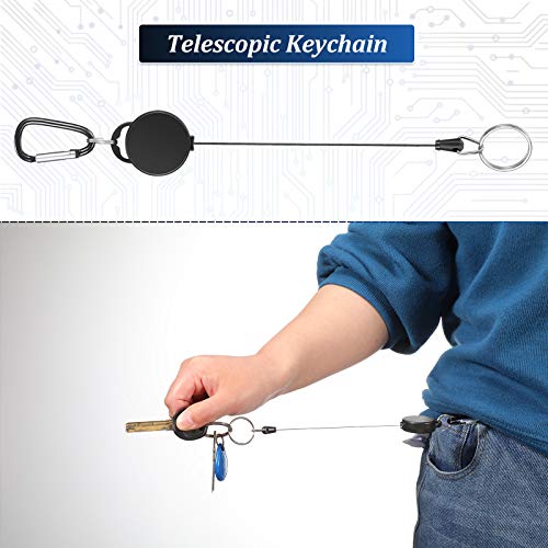 Heavy-Duty Retractable Key Chain Id Badge Holder Reel Clip With Steel Wire Rope And Metal Buckle For Carrying Keys, Black (20 Pieces) #TOP5