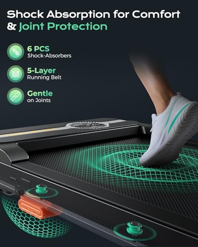 Image of TREAFLOW Walking Pad Portable Under Desk Treadmill with Incline 2.5HP for Home Office 265 lbs Capacity Remote Control LED