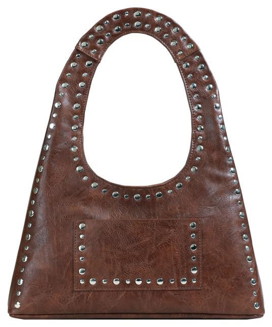 Image of Molodo PU Leather Hobo Bag for Women Vintage Studded Tote Bag Handbag Trendy Shoulder Bag Punk Streetwear Handbag Purse