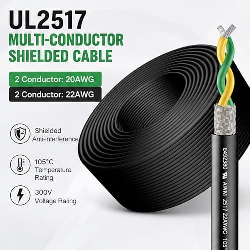 Cable blindado 22AWG de 2 conductores para transmision de senal sin interferencias 2