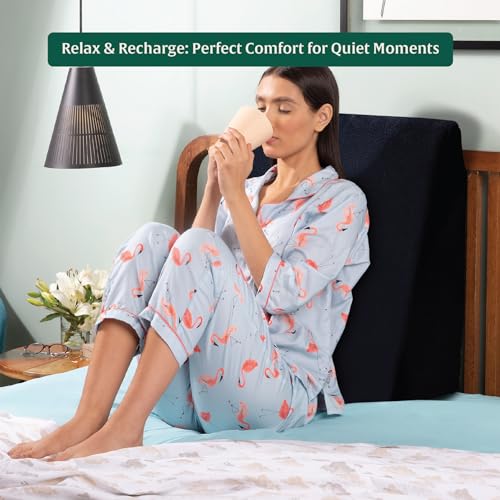 Image of The White Willow Bed Wedge Pillow for Sleeping, Leg Elevation Memory Foam & HR Foam with Removable Pillow Cover, XL King Size Low Height- Black (24 inch L x 24 inch W x 7 inch H Inch)