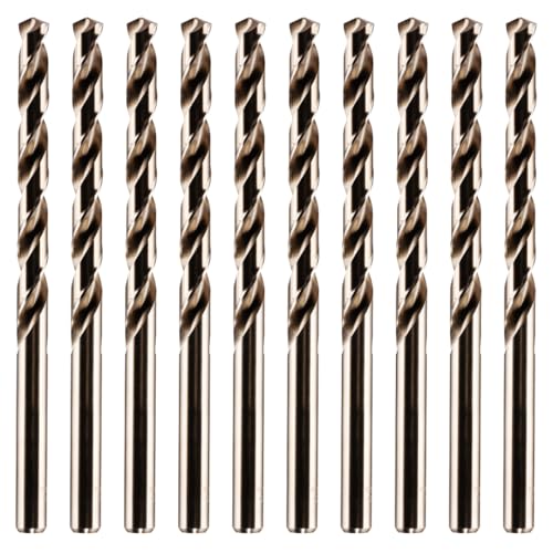 Rennie Tools - Box of 10 x 3.5mm Long Series HSS Cobalt Jobber Drill Bit Set For Stainless Steel, Hard Metals, Aluminium, Cast Iron, Copper. DIN340 Twist Drill Bit Sets Supplied In A Box