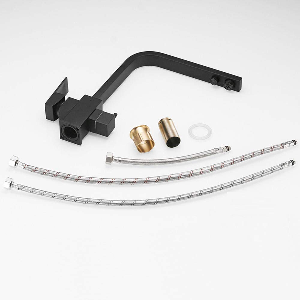 Grifo de Cocina Grifo con Filtro de Agua de 3 vías Purificador de Agua de latón frío y Caliente Negro Fregadero para Beber Directo Grifo purificador de Agua de Tres vías-A