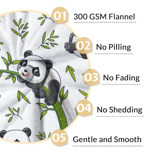 Mercuryelf Panda Throw Blanket - Soft, Fuzzy & Warm - 50x60 Inches Flannel Blankets for Living Room, Sofa - White Aesthetic Throws Gift for Teens