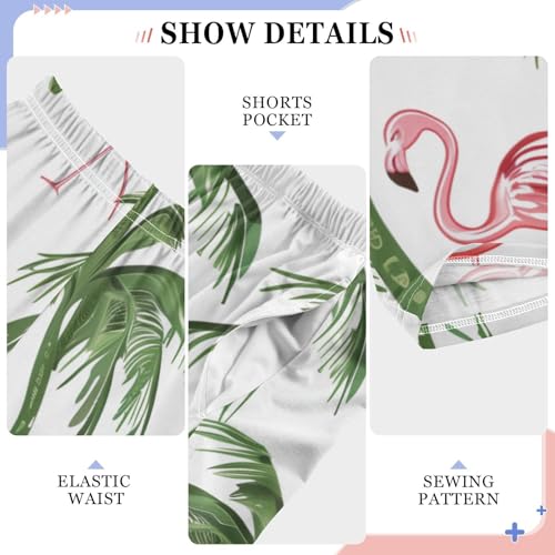 Flamingo Tropical Tree Boys Long Pants Soft Trousers Elastic Waist Kids Lounge Bottoms with Pockets S-XL4