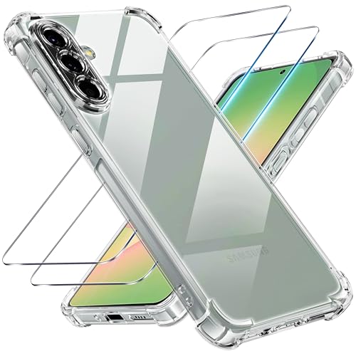 Tentoki 3 in 1 Cover e Vetro Temperato per Samsung Galaxy A56 5G, [Cuscino d'Aria Integrato] TPU Custodia Protettiva Antiurto Ultrasottile,previene l'ingiallimento,pellicola,Trasparente