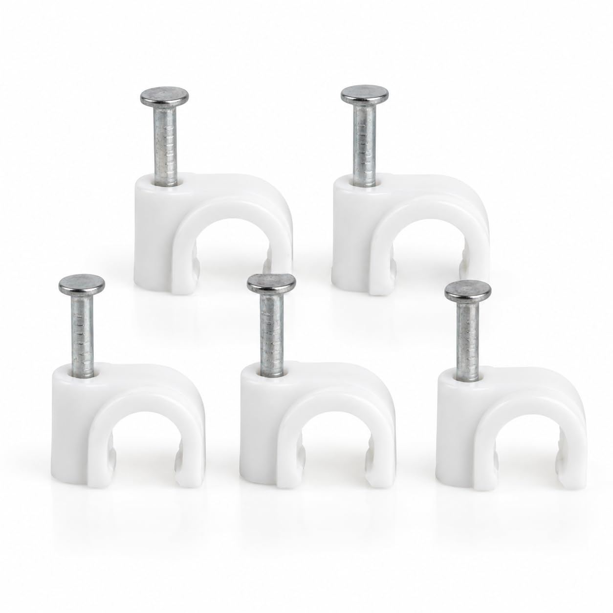 6mm cable clips with steel nails, white plastic, 40 pcs pack