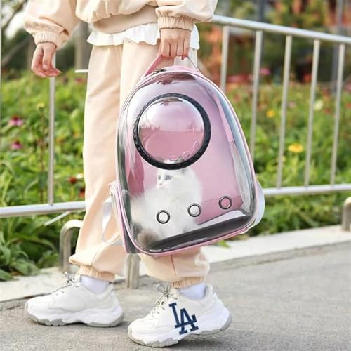 Image of Cat Carrier Backpack | Breathable Travel Bag for Cats & Small Pets | Portable Pet Backpack with Mesh Windows, Safety Zippers & Padded Straps | Ideal for Hiking, Travel & Vet Visits (Pink)