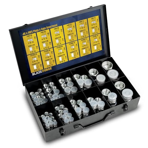 144 Pcs JIC & ORFS Cap and Plug Kit – Hydraulic Line Caps and Plugs Fitting Set, AN Flare & O Ring Seal Flat Face Adapters for Industrial Equipment, Hose & Tube Maintenance - Dash Sizes 4 6 8 10 12 16