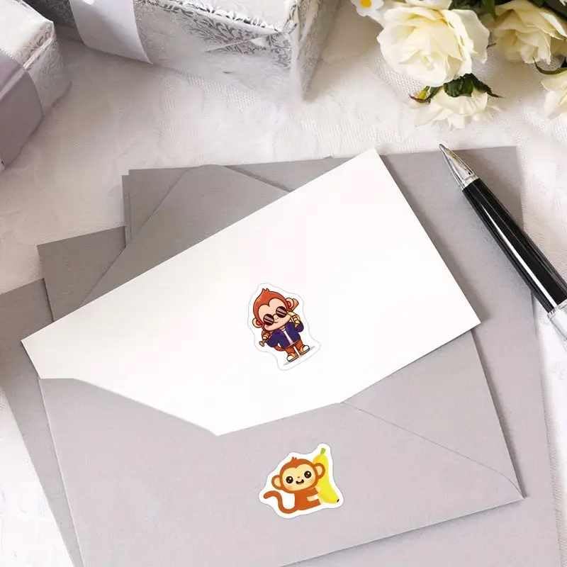 Rollo Pegatinas animales Mono para niños, animal stickers, 1 Unidad - imagen 3