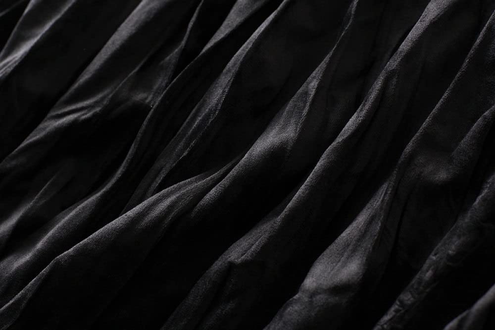Faldas para Mujer Cintura Elástica, Faldas Negras De Invierno Tallas Grandes Cintura Elástica Faldas Fruncidas De Terciopelo Lisi Faldas Plisadas De Talle Alto (Black One Size)