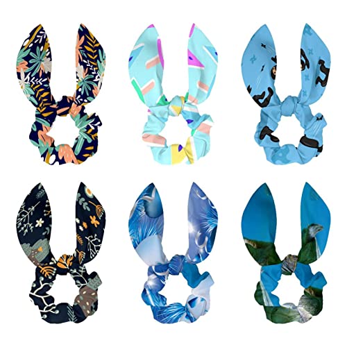 Chouchous cheveux nœud papillon Lot de 6 élastiques bleu océan pour femme