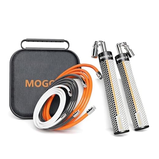 Mogold Weighted Jump Ropes for man&women fast clip interchangeable 1/4LB 1/2LB 1LB heavy jump ropes , Ball Bearing Design – Weighted, Length Adjustable,Ergonomics Grip for fitness weight loss & More