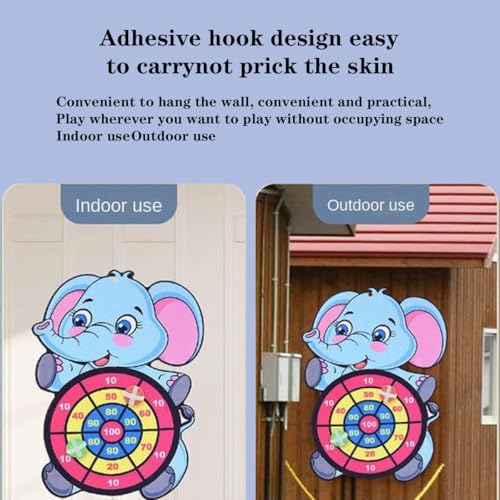 Image of Dart Game for Kids, Elephant Design Sticky Ball Target Board with 3 Balls, Indoor Outdoor Activity for Boys Girls Age 3-12, Fun Party Game for Hand Eye Coordination Training, Polyester Material
