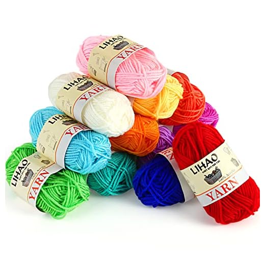 LIHAO Laine à tricoter, 12pcs pelote de Laine crochet en 100% Acrylique,15g/pcs mulcolore