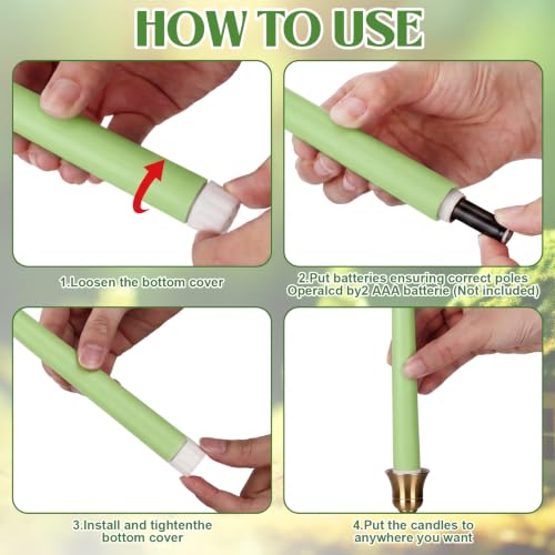 Image of Macarrie 24 Packs Flameless Taper Candles Battery LED 11 inch, Bright Green