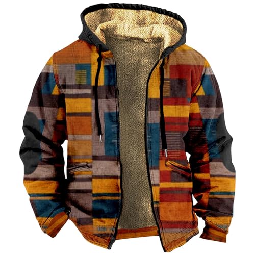 Veste d'hiver pour homme doublée polaire avec capuche zippée et design bloc de couleurs