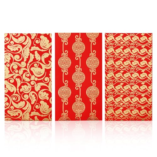 Granhoolm 36 Pack Red Envelopes Chinese 2026 Year Of The Horse,Chinese New Year Red Envelopes,Chinese Money Envelopes For Cash,Chinese New Year Envelope,6.7 x 3.5 in(Gold Pattern)