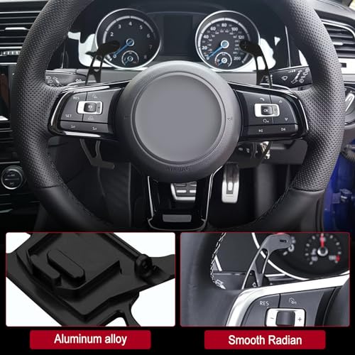 luolety Aluminium-Schaltpaletten für VW Volkswagen Golf MK7 GTI R GTD GTE MK7 7 Polo GTI 2014-2018, für Autolenkrad (schwarz)