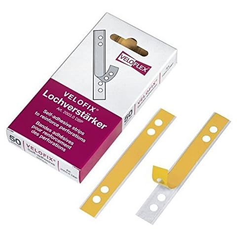 Veloflex 2003000 VELOFIX® Lochverstärker (DBP), 105 x 15 mm, Lochung 60 + 80 mm, selbstklebend (200 Stück) Cover