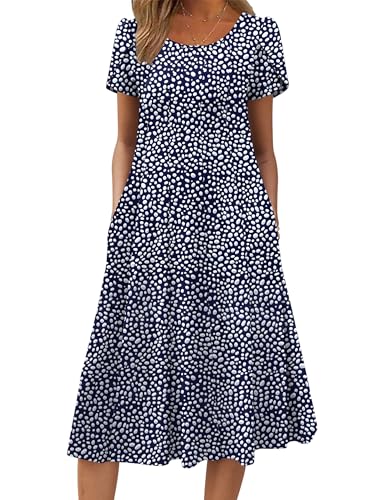 Image of ZEAGOO Womens Casual Dresses for Summer Short Sleeve Flare Midi Dress Loose Flowy Beach Sundress