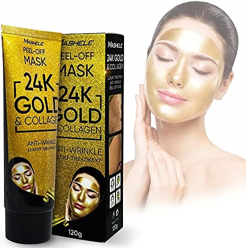 24K Gold Facial Mask Collagen Peel-off Anti-Wrinkle Lifting Firming Moisturizing Face Skin Care Masks 4.22 Fl.oz (Gold60)