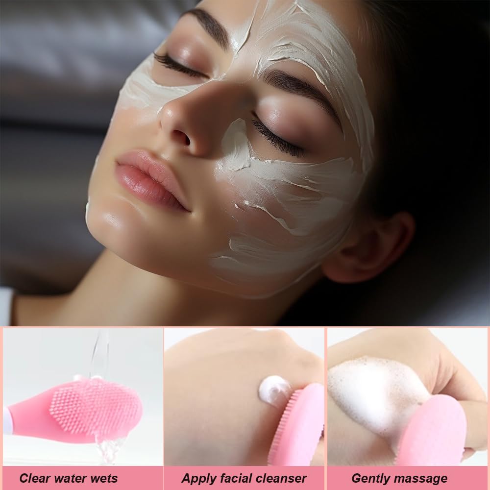 Pennello in Silicone per Maschera Facciale, 2 Pezzi, Applicatore per Maschera, Pennello Cosmetico, Per l'applicazione di Laschere Facciali, Strumento di Bellezza Fai Da Te