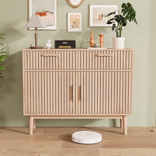 FOERPL - Aparador para comedor, muebles de almacenamiento para sala de estar con 2 puertas y cajones (mueble de almacenamiento de bahut de comedor para cocina, pasillo (color madera C)