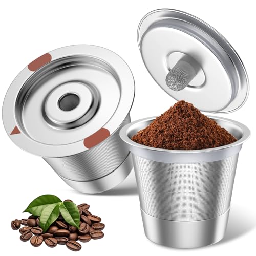 2 Pack Reusable K Cups for Keurig 1.0 & 2.0, Food Grade SUS304 Stainless Steel Reusable Coffee Pods, BPA-Free Refillable K Cups for K-Classic K-Mini