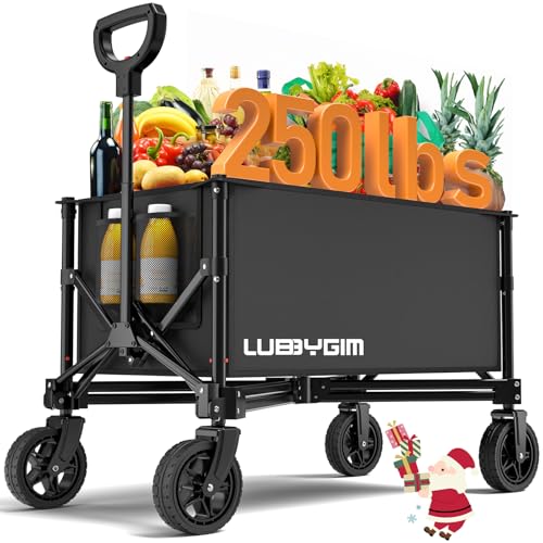 Collapsible Folding Outdoor Utility Wagon, 120L Beach Wagon Cart with All Terrain Wheels, 225lbs Heavy Duty Foldable Grocery Wagon for Camping Garden Shopping Sports