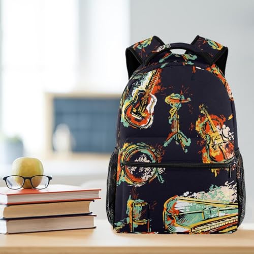 Sac à dos voyage imprimé guitare et batterie multicolore 40cm - 5