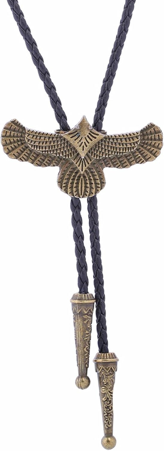 Adjustable Bolo Tie Western Cowboy Necktie for Men Women BAYAJIAZe Necklace Vintage Shirts Relief Eagle Buckle Pendant