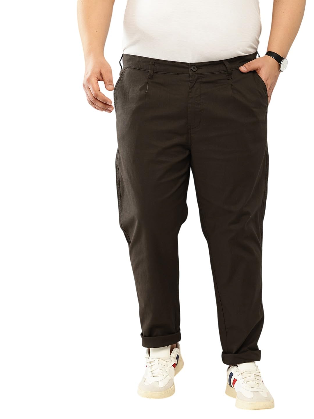 thomas scott Men's | Solid | Light Weight | 4 Pocket | Mid Rise | Regular Fit | Polyester Blend | Button Waist | Trouser | Pants-picture-24