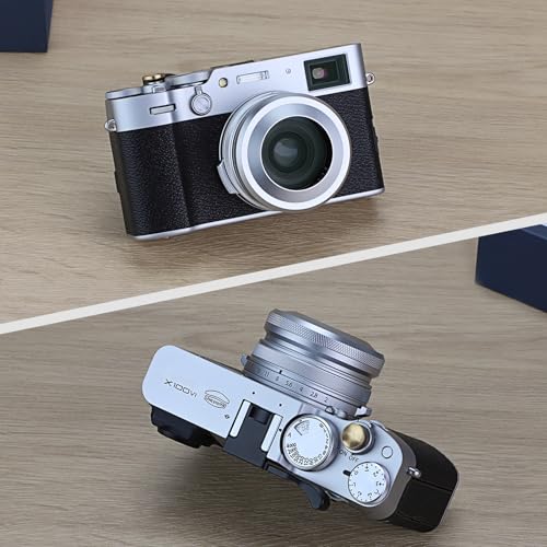 Haoge LH-X51W Lens Hood Metálico Ultra delgado 2 en 1 con anillo adaptador para Fuji X100VI Fujifilm FinePix X100V Cámara Plata miniatura 3