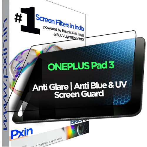 Image of Pxin Tablet Anti Bluelight and Anti Glare Screen Guard compatible with ONEPLUS Pad 3 | BLUVLightblock Tech | Scratch Proof | Prevents bluelight | Eye Protection | No Dry Eyes