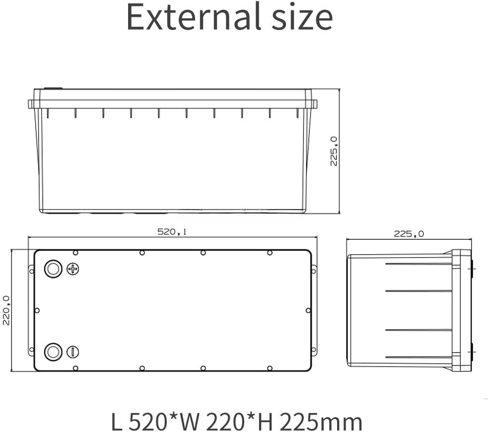Empty ABS Battery Case Enclosure with Screws, Battery Boxes for 12V 24V 36V 48V 200Ah 300Ah Lithium Battery Pack Assembly