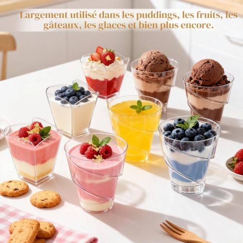 Lot de 100 verres à dessert en plastique - 160 ml – vue 6